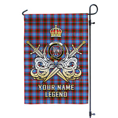 Custom Name Clan Trotter Tartan Garden Flag with Clan Crest and the Golden Sword of Courageous Legacy XC33