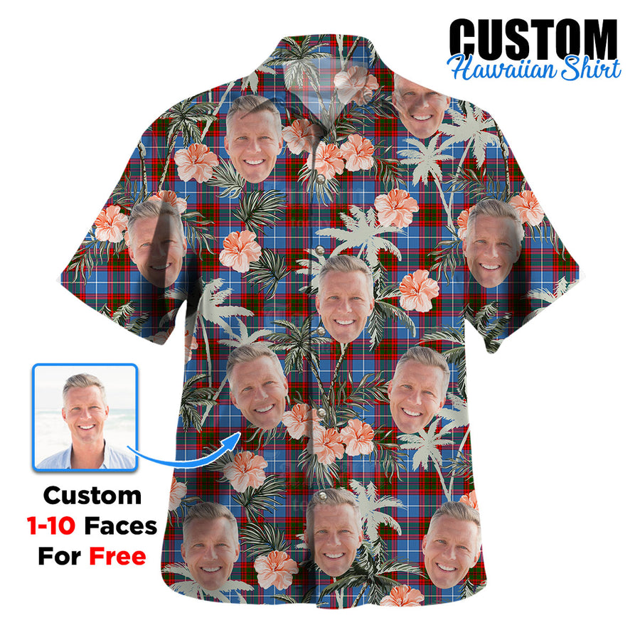 Clan Trotter Tartan Custom Face Hawaiian Shirt – Unisex Gift for Family Members, Summer Party JD16 Trotter Tartan Tartan Hawaii Shirt