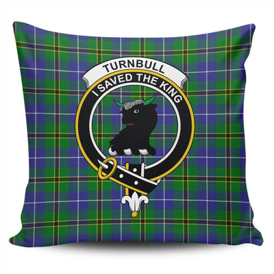 Clan Turnbull Hunting Tartan Crest Pillow Cover
