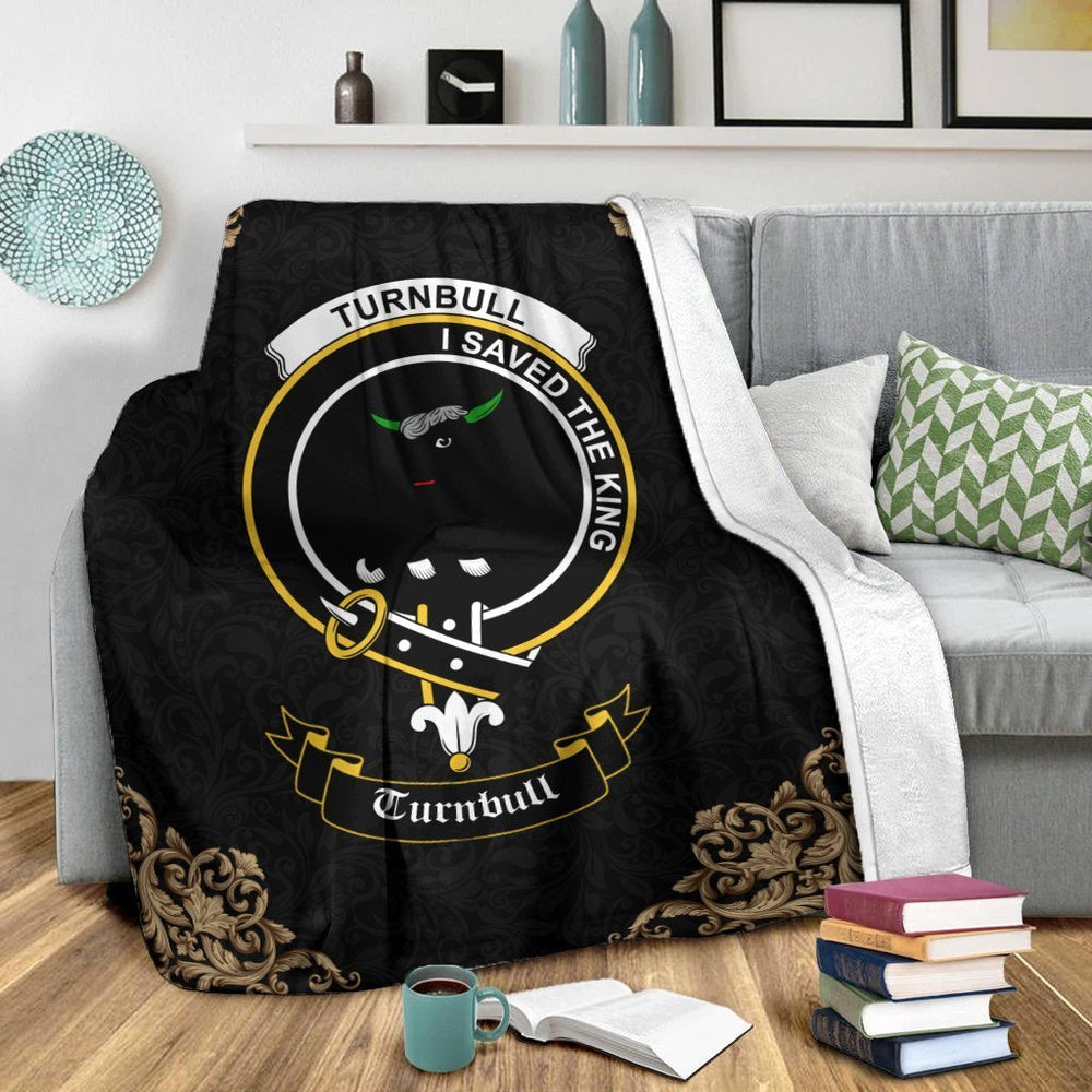 Clan Turnbull Crest Tartan Premium Blanket Black ZI95 Clan Turnbull Tartan Today
