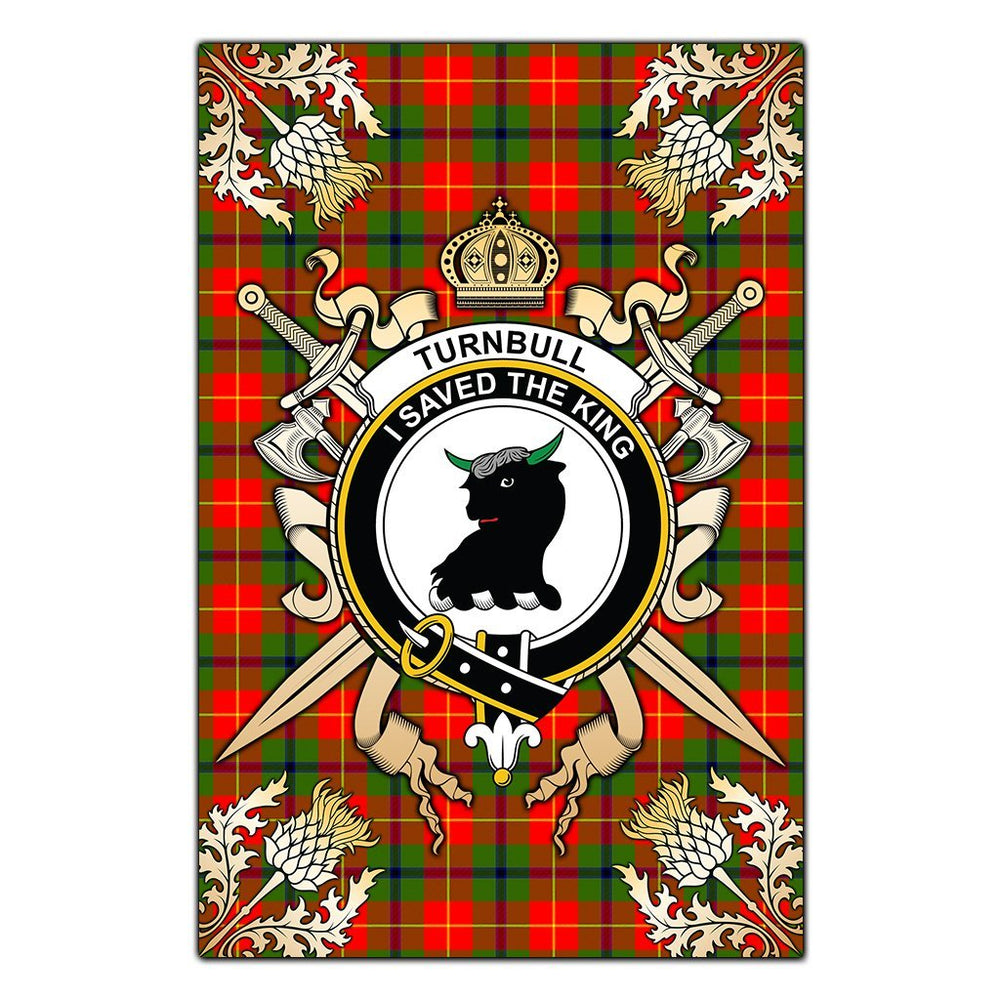 Clan Turnbull Dress Tartan Crest Black Garden Flag - Gold Thistle AJ28 Clan Turnbull Tartan Today