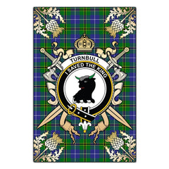 Clan Turnbull Hunting Tartan Crest Black Garden Flag - Gold Thistle PV81 Clan Turnbull Tartan Today