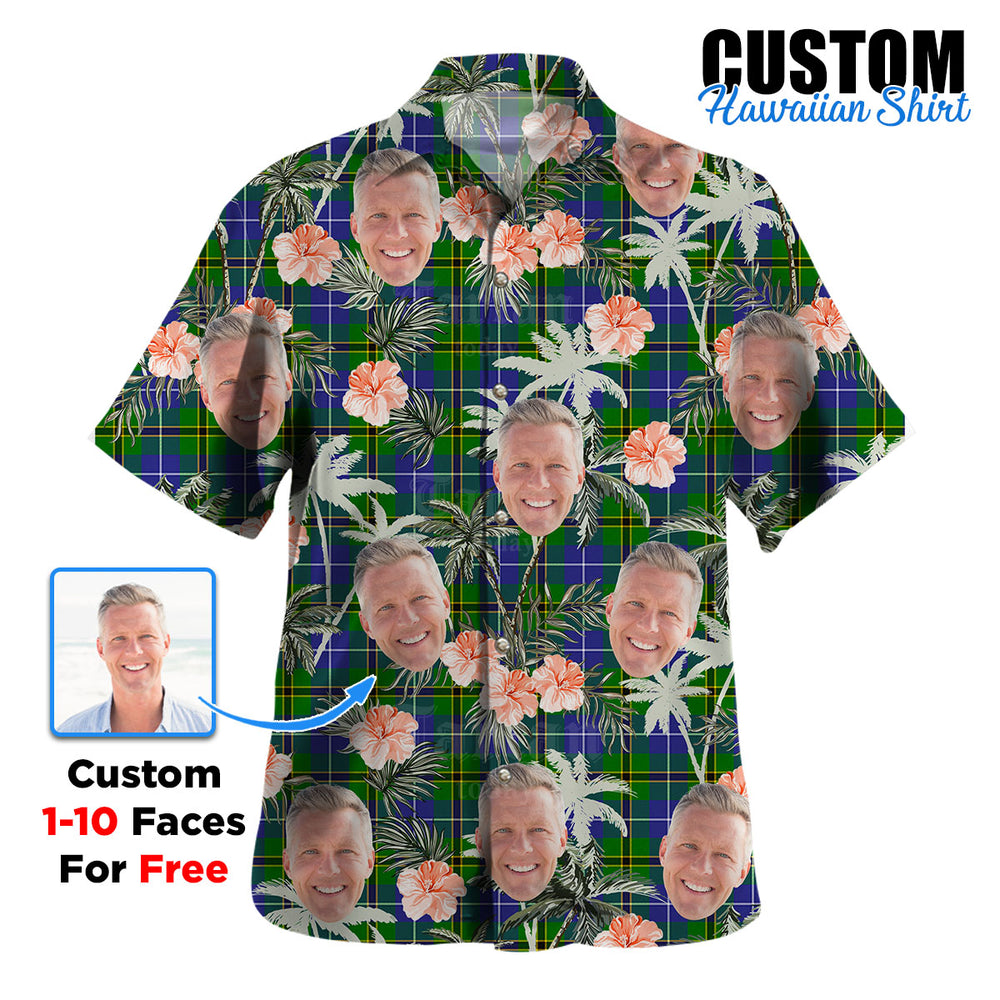 Clan Turnbull Hunting Tartan Custom Face Hawaiian Shirt – Unisex Gift for Family Members, Summer Party MW89 Turnbull Hunting Tartan Tartan Hawaii Shirt