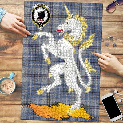 Clan Tweedie Tartan Crest Unicorn Scotland Jigsaw Puzzles Gift For Family