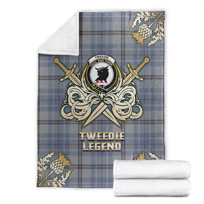 Clan Tweedie Tartan Gold Courage Symbol Blanket