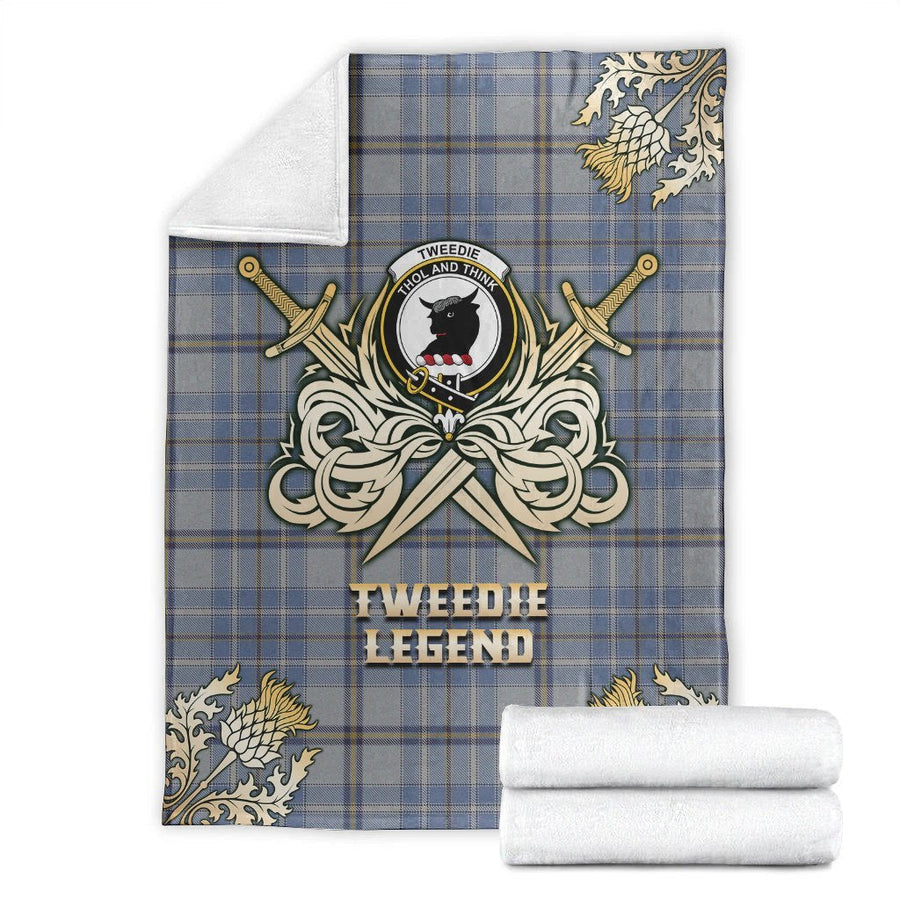 Clan Tweedie Tartan Gold Courage Symbol Blanket