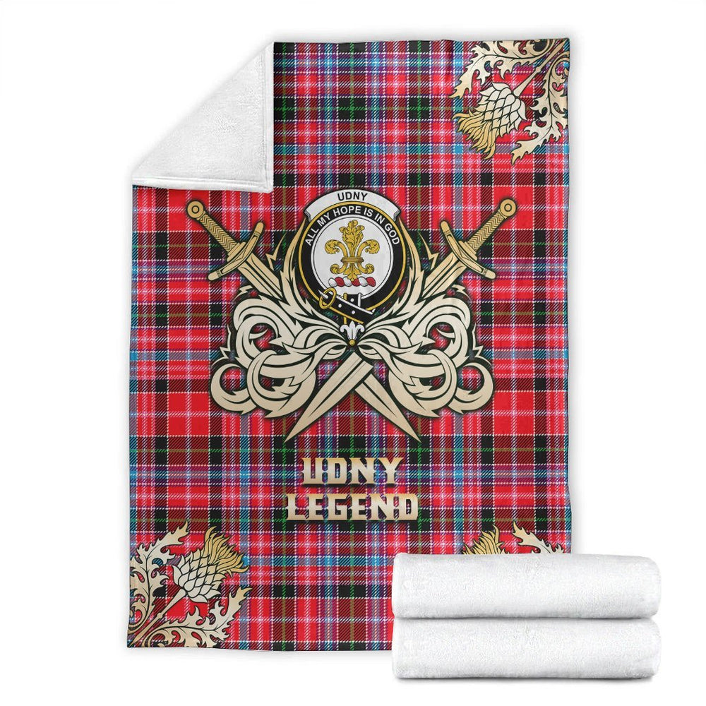 Clan Udny Tartan Gold Courage Symbol Blanket VE83 Clan Udny Tartan Today