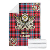 Clan Udny Tartan Gold Courage Symbol Blanket VE83 Clan Udny Tartan Today