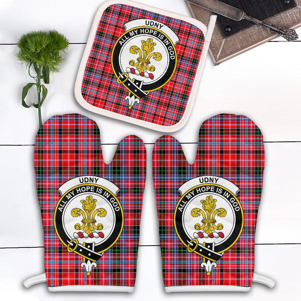 Clan Udny Tartan Crest Oven Mitt And Pot Holder (2 Oven Mitts + 1 Pot Holder) ZO24 Clan Udny Tartan Today