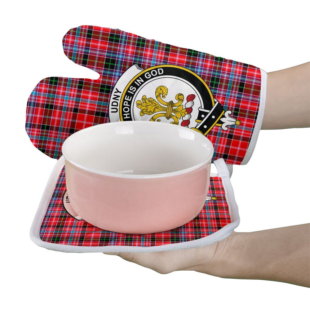 Clan Udny Tartan Crest Oven Mitt And Pot Holder (2 Oven Mitts + 1 Pot Holder) ZO24 Clan Udny Tartan Today