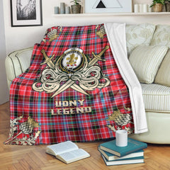 Clan Udny Tartan Gold Courage Symbol Blanket VE83 Clan Udny Tartan Today