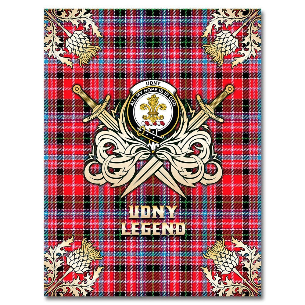 Clan Udny Tartan Gold Courage Symbol Blanket VE83 Clan Udny Tartan Today