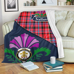 Clan Udny Tartan Crest Premium Blanket Thistle Style RH45 Clan Udny Tartan Today