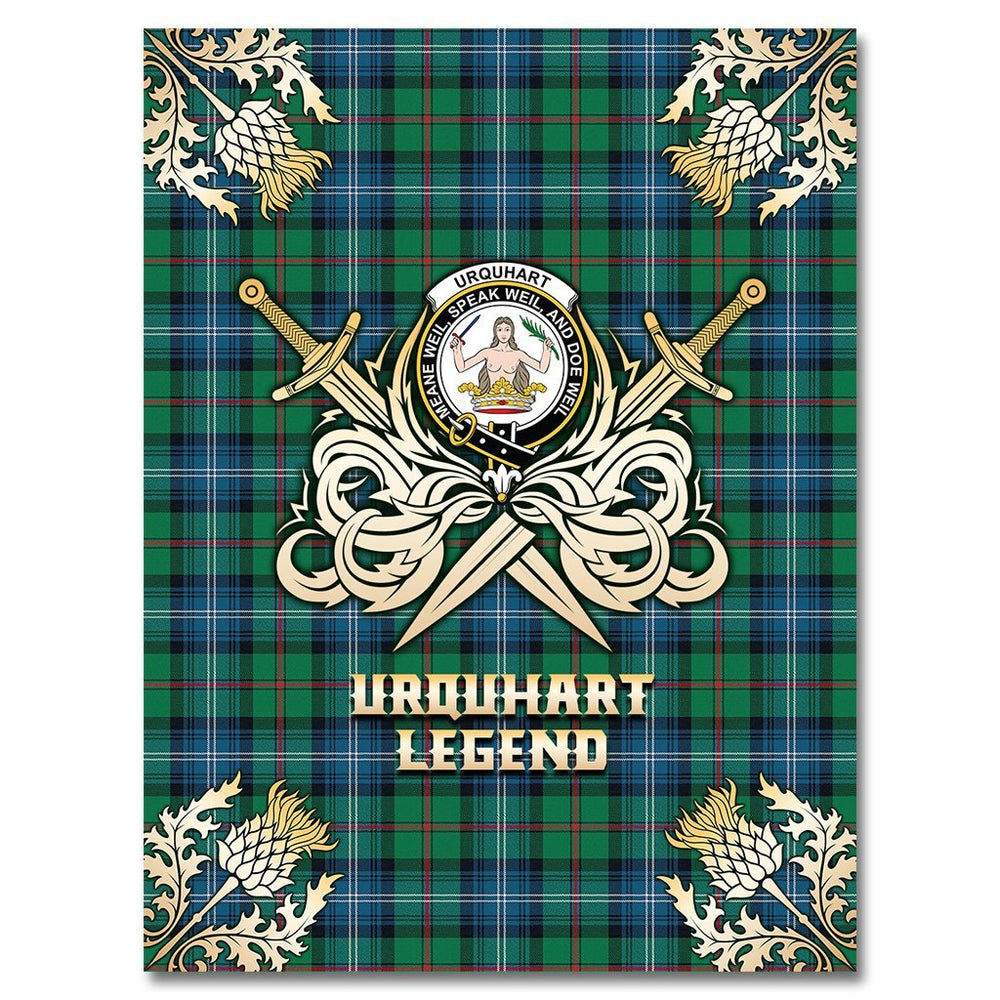 Clan Urquhart Ancient Tartan Gold Courage Symbol Blanket EX84 Clan Urquhart Tartan Today