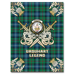 Clan Urquhart Ancient Tartan Gold Courage Symbol Blanket EX84 Clan Urquhart Tartan Today