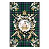 Clan Urquhart Broad Red Ancient Tartan Crest Black Garden Flag - Gold Thistle XY79 Clan Urquhart Tartan Today