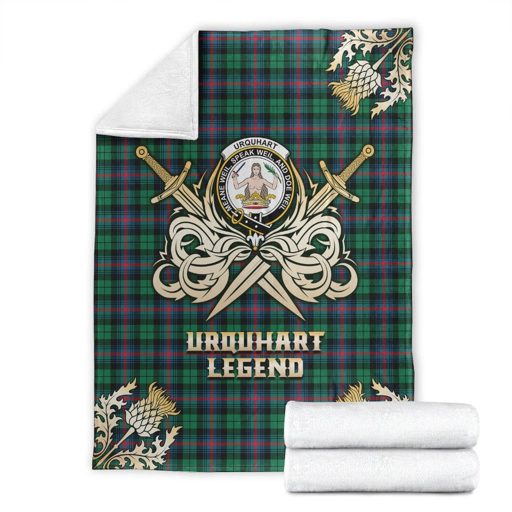 Clan Urquhart Broad Red Ancient Tartan Gold Courage Symbol Blanket EJ44 Clan Urquhart Tartan Today