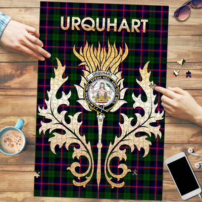 Clan Urquhart Modern Tartan Crest Thistle Jigsaw Puzzles Gift For Family RO51