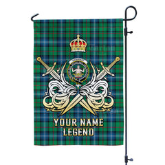 Custom Name Clan Urquhart Ancient Tartan Garden Flag with Clan Crest and the Golden Sword of Courageous Legacy JH99