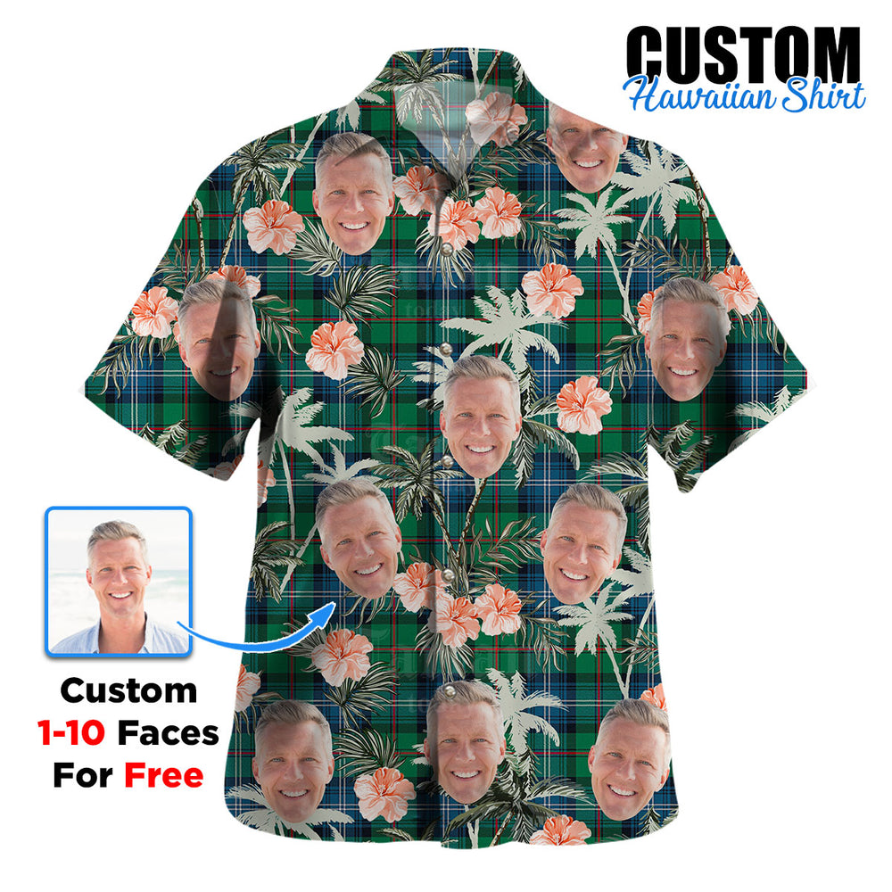 Clan Urquhart Ancient Tartan Custom Face Hawaiian Shirt – Unisex Gift for Family Members, Summer Party JY90 Urquhart Ancient Tartan Tartan Hawaii Shirt
