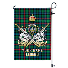 Custom Name Clan Urquhart Broad Red Ancient Tartan Garden Flag with Clan Crest and the Golden Sword of Courageous Legacy TI89