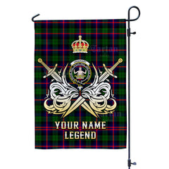 Custom Name Clan Urquhart Modern Tartan Garden Flag with Clan Crest and the Golden Sword of Courageous Legacy AB17