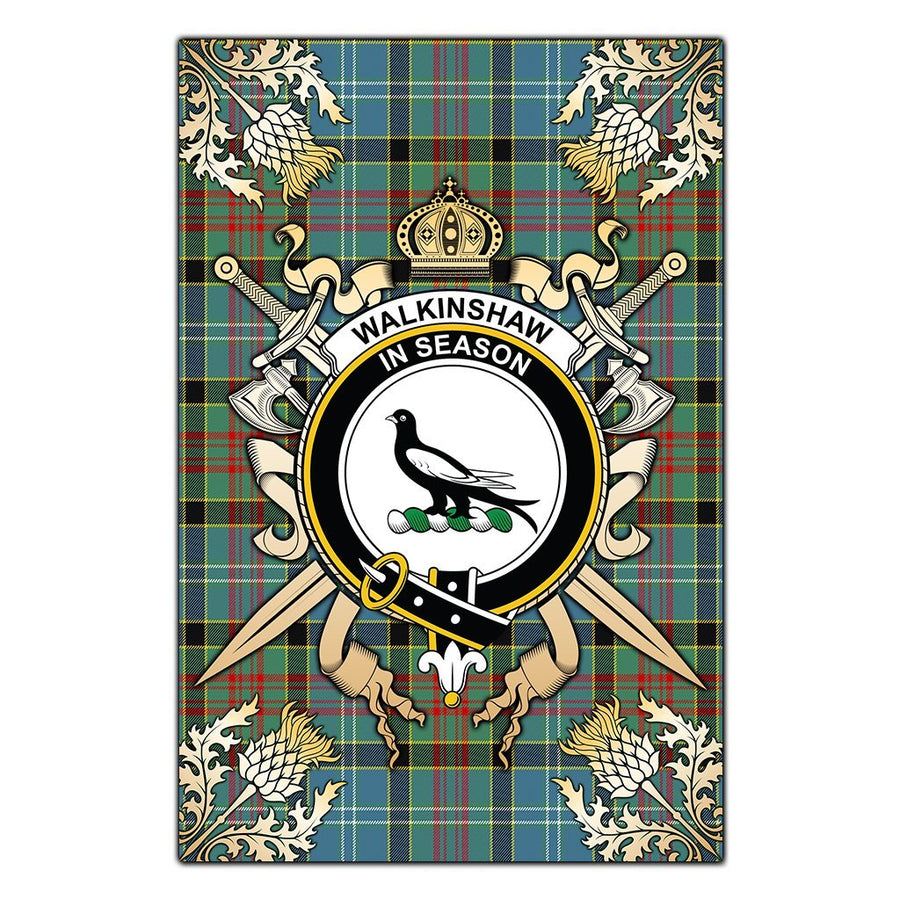 Clan Walkinshaw Tartan Crest Black Garden Flag