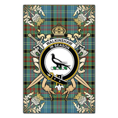 Clan Walkinshaw Tartan Crest Black Garden Flag - Gold Thistle FR30 Clan Shaw Tartan Today