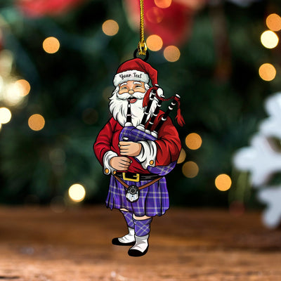 Personalized Clan Wallace High School (Wallas High School) Modern Tartan Santa Ornament – Custom Acrylic Christmas Decoration