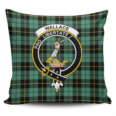 Clan Wallace Hunting Ancient Tartan Crest Pillow Cover