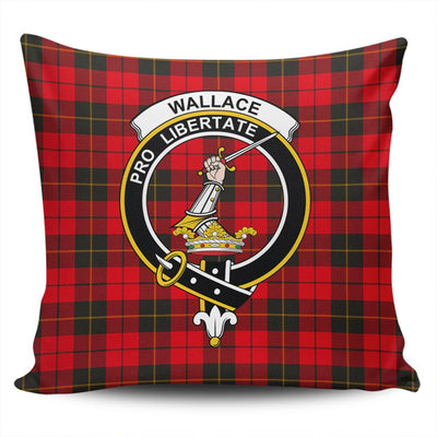 Clan Wallace Weathered Tartan Crest Pillow Cover