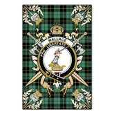 Clan Wallace Hunting Ancient Tartan Crest Black Garden Flag - Gold Thistle CV75 Clan Wallace Tartan Today