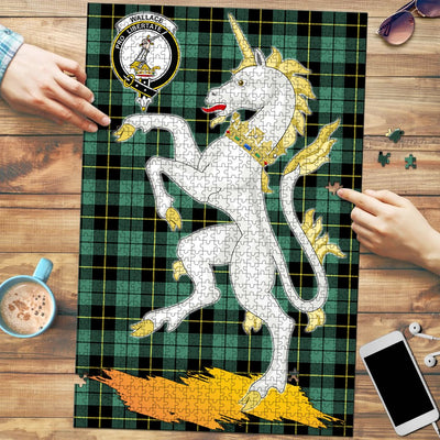 Clan Wallace Hunting Ancient Tartan Crest Unicorn Scotland Jigsaw Puzzles Gift For Family