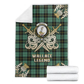 Clan Wallace Hunting Ancient Tartan Gold Courage Symbol Blanket RK84 Clan Wallace Tartan Today