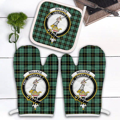 Clan Wallace Hunting Ancient Tartan Crest Oven Mitt And Pot Holder (2 Oven Mitts + 1 Pot Holder)