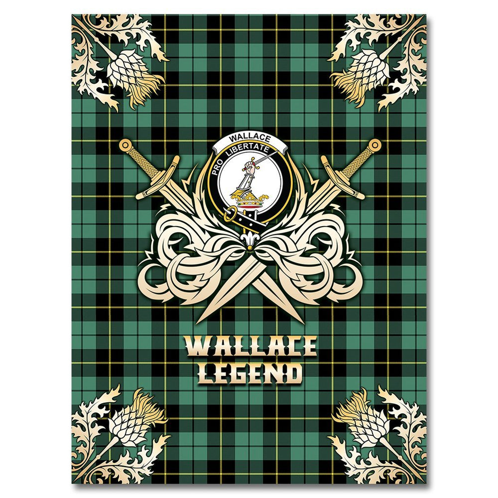 Clan Wallace Hunting Ancient Tartan Gold Courage Symbol Blanket RK84 Clan Wallace Tartan Today