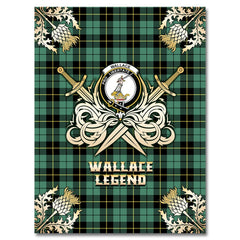 Clan Wallace Hunting Ancient Tartan Gold Courage Symbol Blanket RK84 Clan Wallace Tartan Today