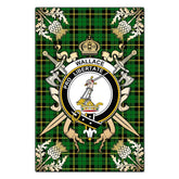 Clan Wallace Hunting Green Tartan Crest Black Garden Flag - Gold Thistle HM10 Clan Wallace Tartan Today