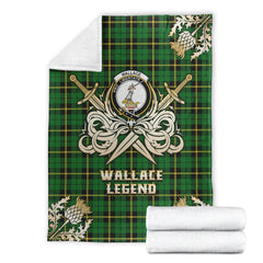 Clan Wallace Hunting Green Tartan Gold Courage Symbol Blanket AL50 Clan Wallace Tartan Today