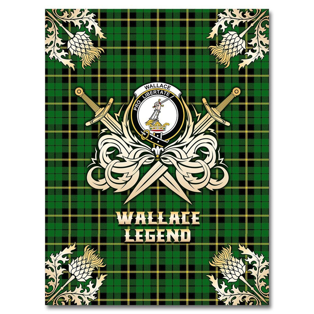 Clan Wallace Hunting Green Tartan Gold Courage Symbol Blanket AL50 Clan Wallace Tartan Today