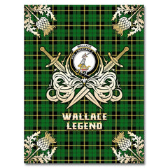 Clan Wallace Hunting Green Tartan Gold Courage Symbol Blanket AL50 Clan Wallace Tartan Today
