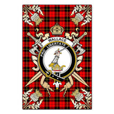 Clan Wallace Hunting Red Tartan Crest Black Garden Flag - Gold Thistle BS28 Clan Wallace Tartan Today
