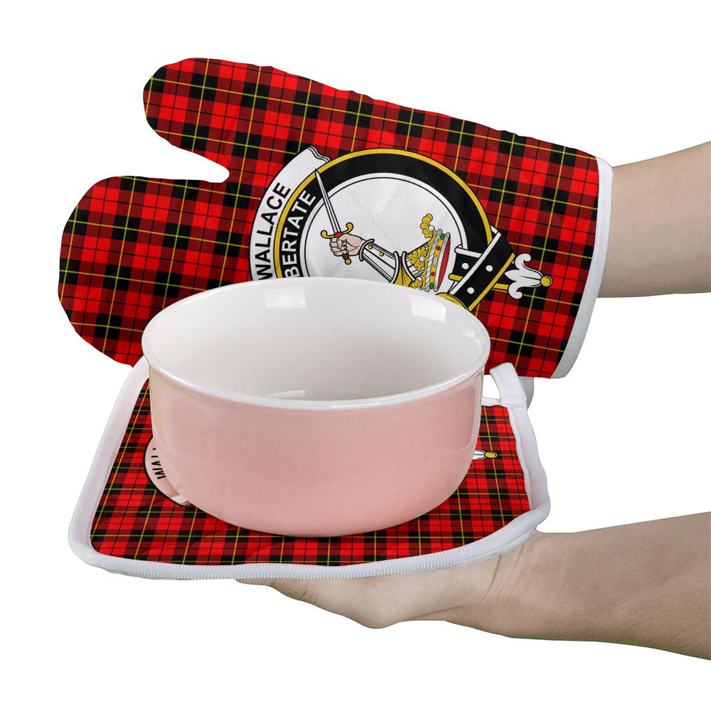 Clan Wallace Hunting Red Tartan Crest Oven Mitt And Pot Holder (2 Oven Mitts + 1 Pot Holder) UZ64 Clan Wallace Tartan Today