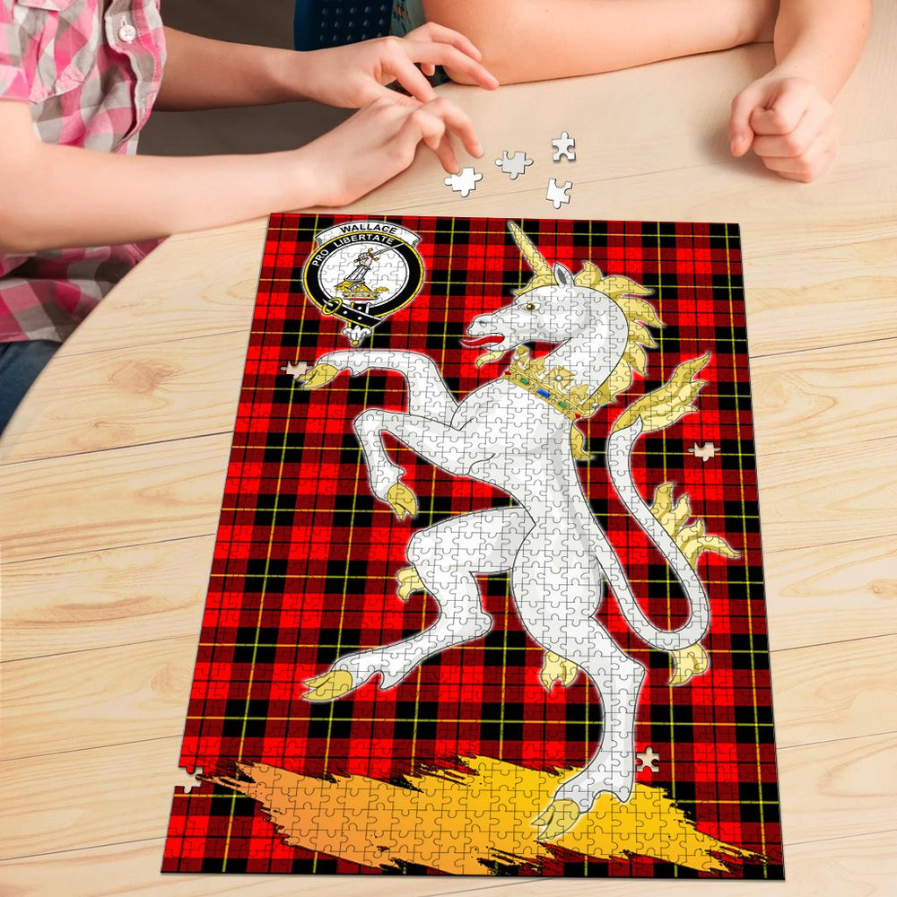 Clan Wallace Hunting Red Tartan Crest Unicorn Scotland Jigsaw Puzzles Gift For Family ZT99 Clan Wallace Tartan Today