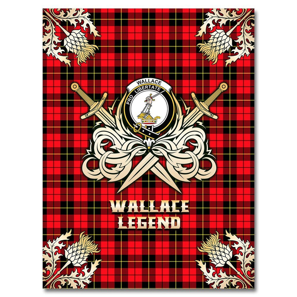Clan Wallace Hunting Red Tartan Gold Courage Symbol Blanket IZ71 Clan Wallace Tartan Today