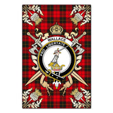 Clan Wallace Weathered Tartan Crest Black Garden Flag - Gold Thistle CK29 Clan Wallace Tartan Today