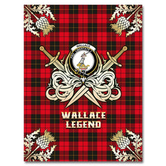 Clan Wallace Weathered Tartan Gold Courage Symbol Blanket YX85 Clan Wallace Tartan Today