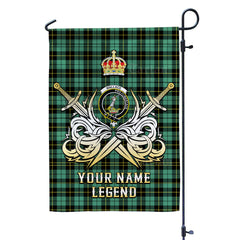 Custom Name Clan Wallace Hunting Ancient Tartan Garden Flag with Clan Crest and the Golden Sword of Courageous Legacy WN29