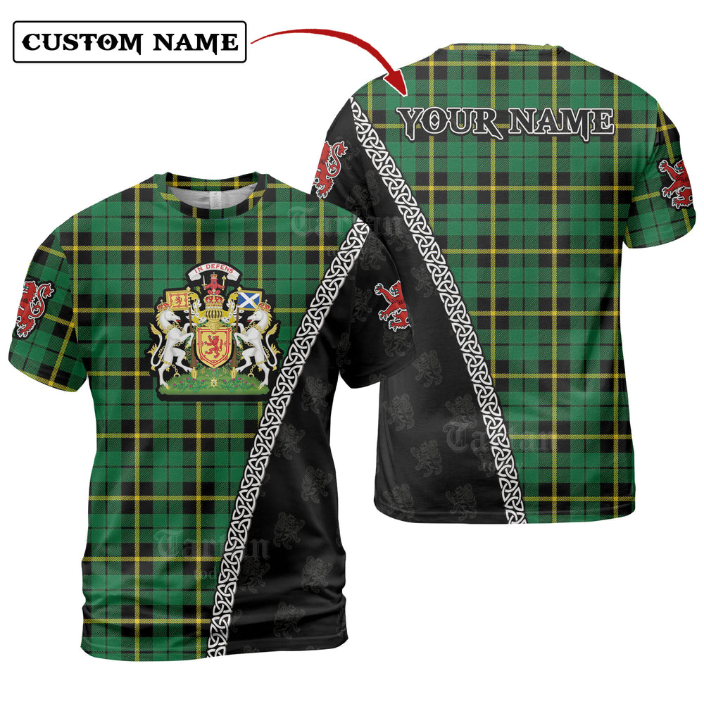 Wallace Hunting Green Tartan Shirt with Scotland Coat of Arms & Custom Name ZH49