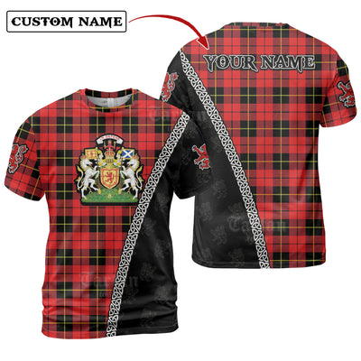 Personalized Clan Wallace Hunting Red Tartan Shirt with Scotland Coat of Arms & Custom Name